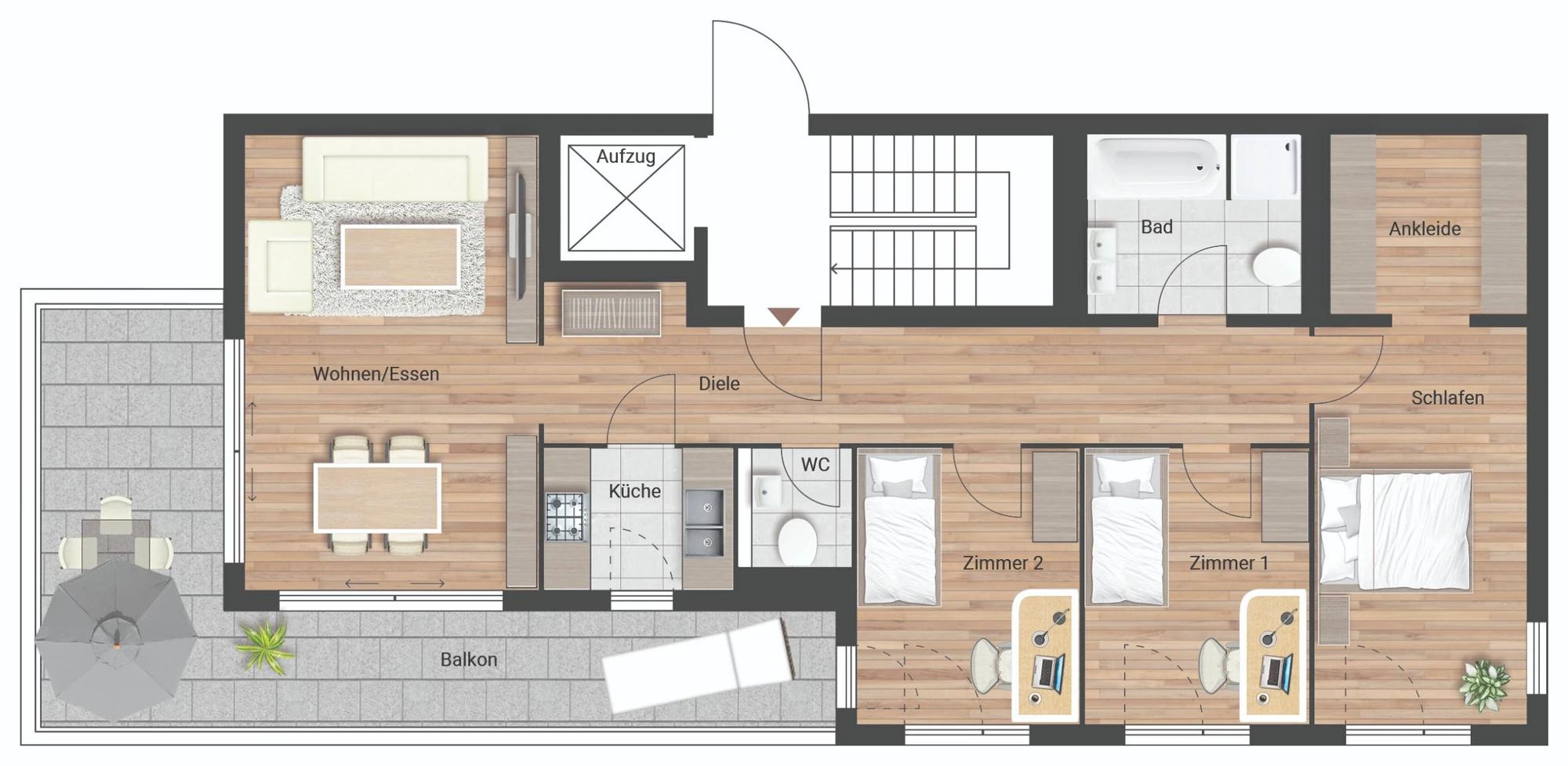 Grundriss 4-Zimmer-Wohnung